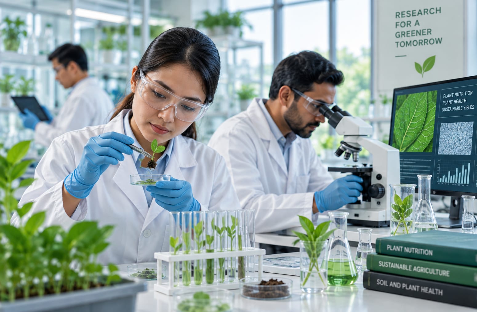 Asian Agro laboratory researcher preparing liquid formulation samples