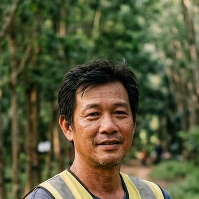 Portrait of a plantation operations manager on an estate road