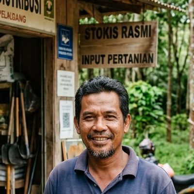 Portrait of an agricultural distributor at a rural supply store